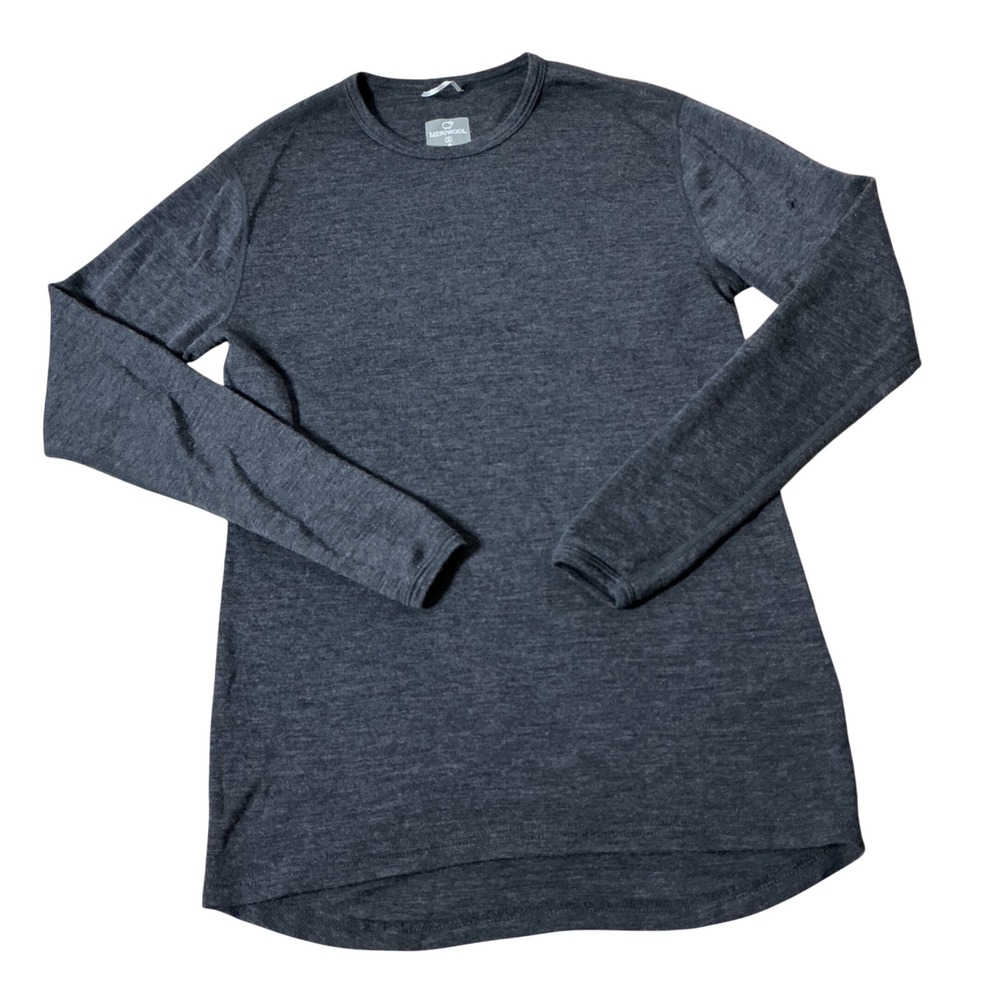 Meriwool Thermal Base Layer Top Womens S Charcoal Grey Merino Wool Long Sleeve